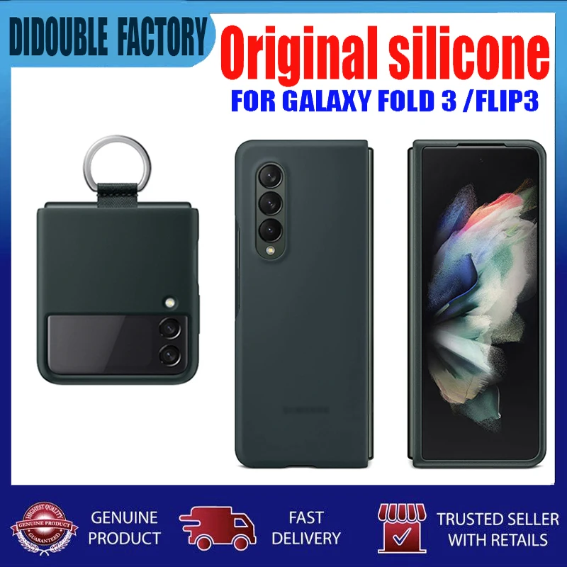 

Official Original For Samsung Z Flip3 5G Protective Silicone With Ring Case For Samsung Galaxy Z Fold 3 Phone Cover Fold3 Casing