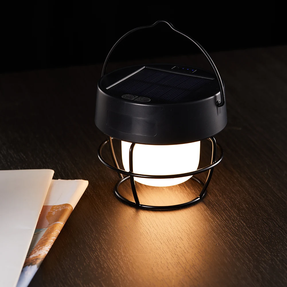 

Светодиодный уличный фонарь на солнечной батарее, 3000 мАч, переносная лампа для кемпинга на солнечной батарее, аварийный светильник с крючко...