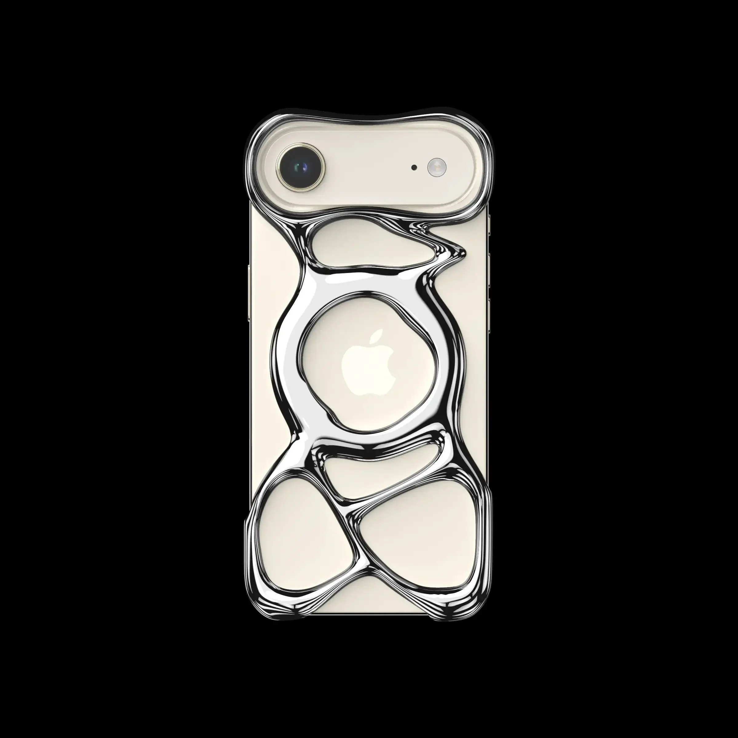 Фото Чехол Angry Miao Emptiness для iPhone 17, iPhone Air, премиум-класса, с покрытием из поликарбоната, совместимый с MagSafe, в стиле жидкого металла, с дизайном скелета №4