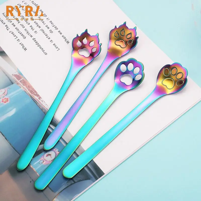 Нержавеющая сталь кофейная/чайная ложка посуда кошка собака Когти для
