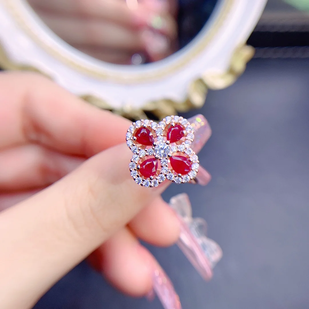

100% Natural Ruby Ring, Gemstone 3✖4mm, New 2022 Gemstone Ring, 925 Sterling Silver Ring, Free Shipping
