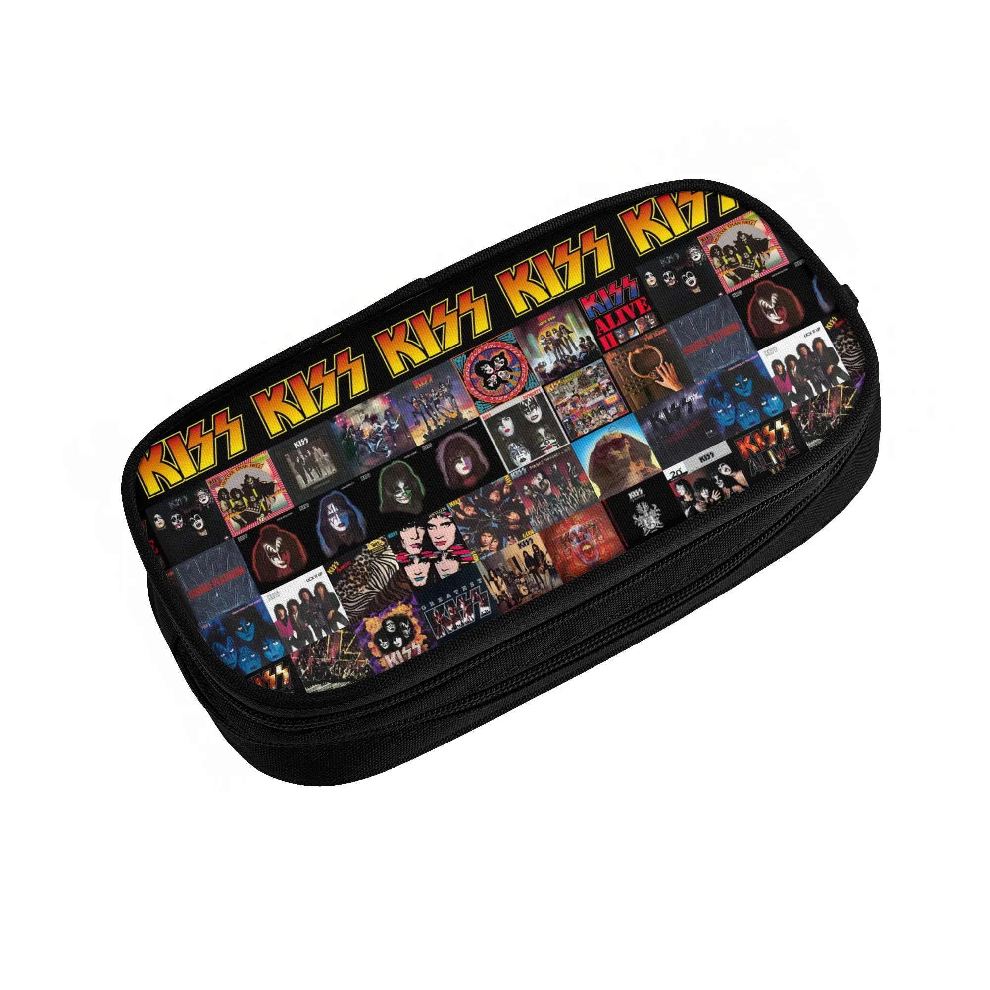 Фото Пенал для мальчиков и девочек KISSs Rock & Roll All Nite Party, вместительный, с изображением хэви-метал группы, сумка-коробка для ручек, школьные принадлежности №2