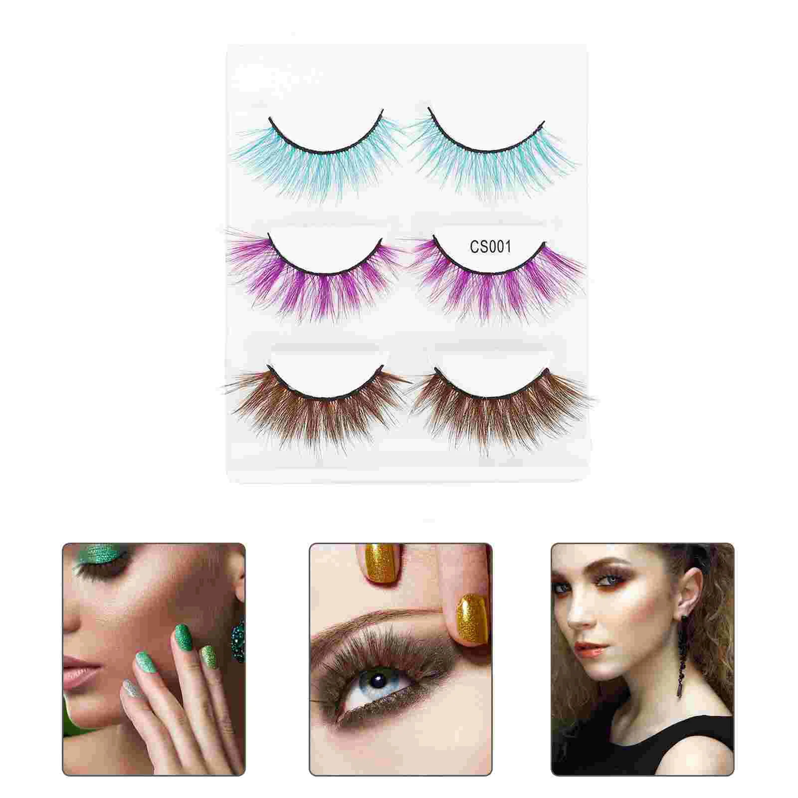 

3 Pairs Fake Eyelashes Women False Makeup Thick Volume Natural Extension Supplies