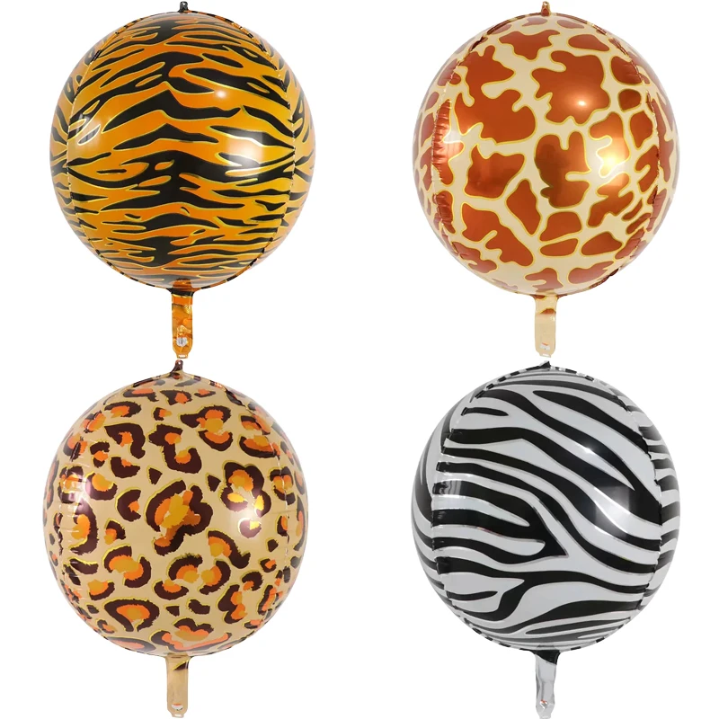 

10 шт., 18 дюймов, круглые фольгированные шары, тигр, леопард, зебра, узор, гелиевый шар, Globos, джунгли, сафари, тропические вечерние декорации, поставки