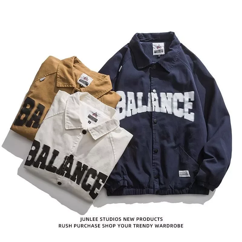 

New2022 retro Tactical jacket men women autumn new Hong Kong style hip-hop baseball uniform jacket letter print coat