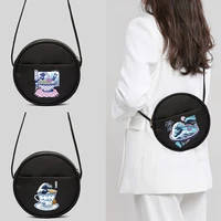 funny waves printing round bag new fashion tote bag women shopping portable mini handbag casual all match crossbody shoulder bag