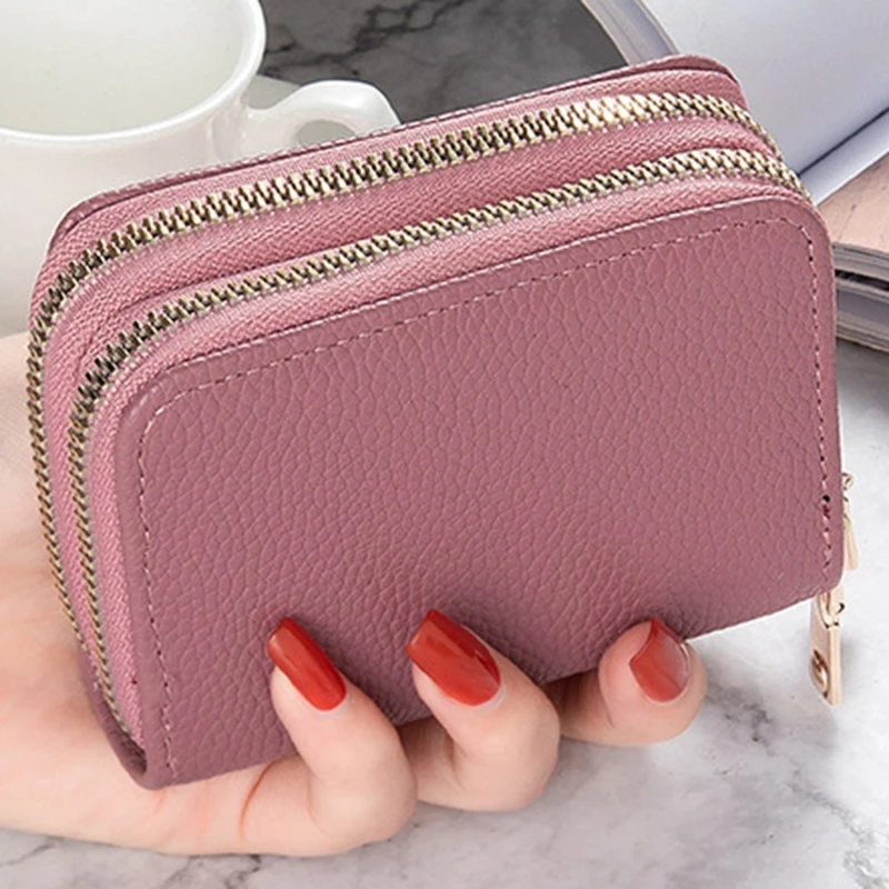 

Fashion Small Wallets Women Mini PU Leather Zipper Purse Short Solid Color Simple Style Wallets Girls High Capacity Coin Purse