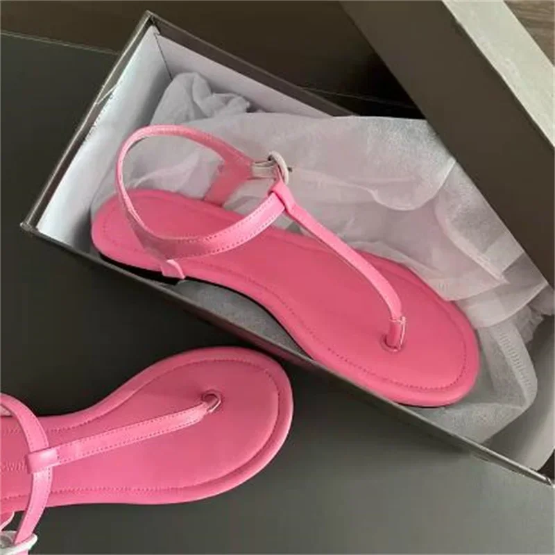 Шлепанцы женские с круглым носком сандалии пряжкой плоский каблук однотонные