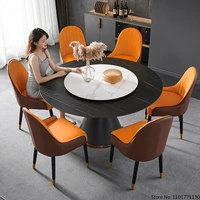 luxury round marble dining table and chair modern northern europe dinner table with turntable top room furniture 1 3m1 5m