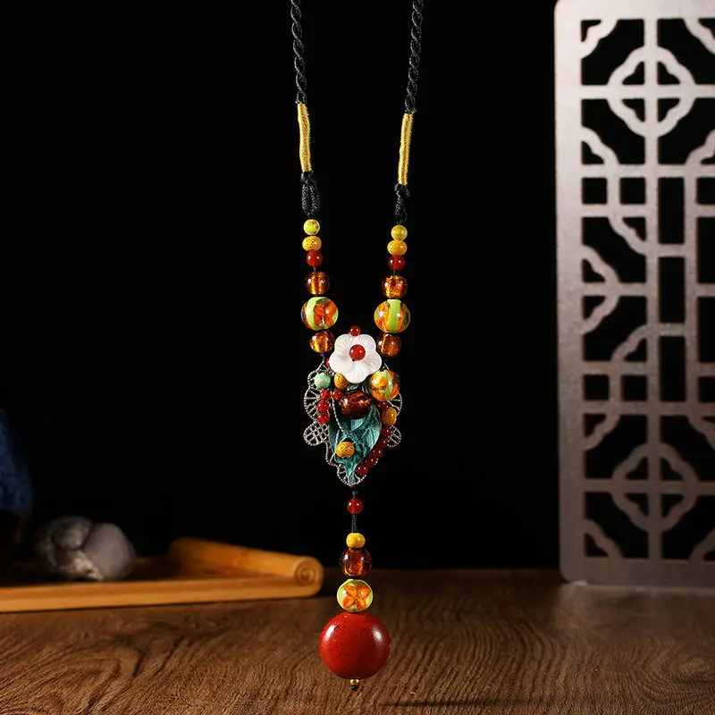 Длинное универсальное женское ожерелье Xingni в этническом стиле с кулоном и