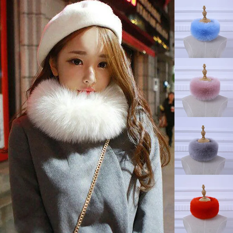 

Шарф из искусственного лисьего меха, повязка на голову, Женское зимнее кольцо, шарфы из искусственного кроличьего меха, Роскошные теплые шарфы для девушек