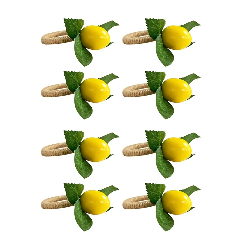 

8Pcs Simulation Lemon Plant Napkin Ring Fruit Meal Buckle Hotel Model Room Napkin Ring Napkin Buckle Party Supplies