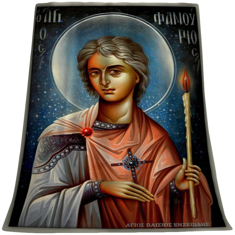 

Saint Fanulios The Great Martyr Michael Archangel St George Slays The Dragon Flannel Blanket By Ho Me Lili Fit For Sofa Home Use