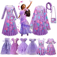 2022 disney encanto isabela girls boys madrigal cosplay costumes fancy princess purple flower dresses children carnival party