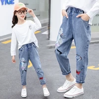 girls jeans butterfly pattern girl child jeans casual style children jeans spring autumn girls clothing kids pants fashion
