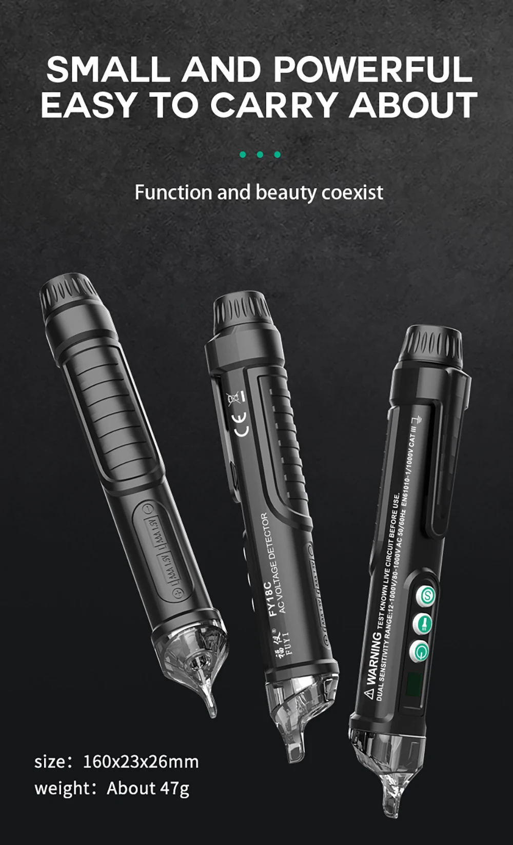 MASTFUYI FY18C Бесконтактный детектор напряжения переменного тока 12-1000 В Розетка