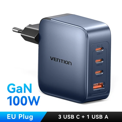 Зарядное устройство Vention USB-C 100 Вт GaN для MacBook, ноутбуков, быстрая зарядка PD для iPhone, Xiaomi, зарядное устройство USB Type-C для iPhone 17, 16
