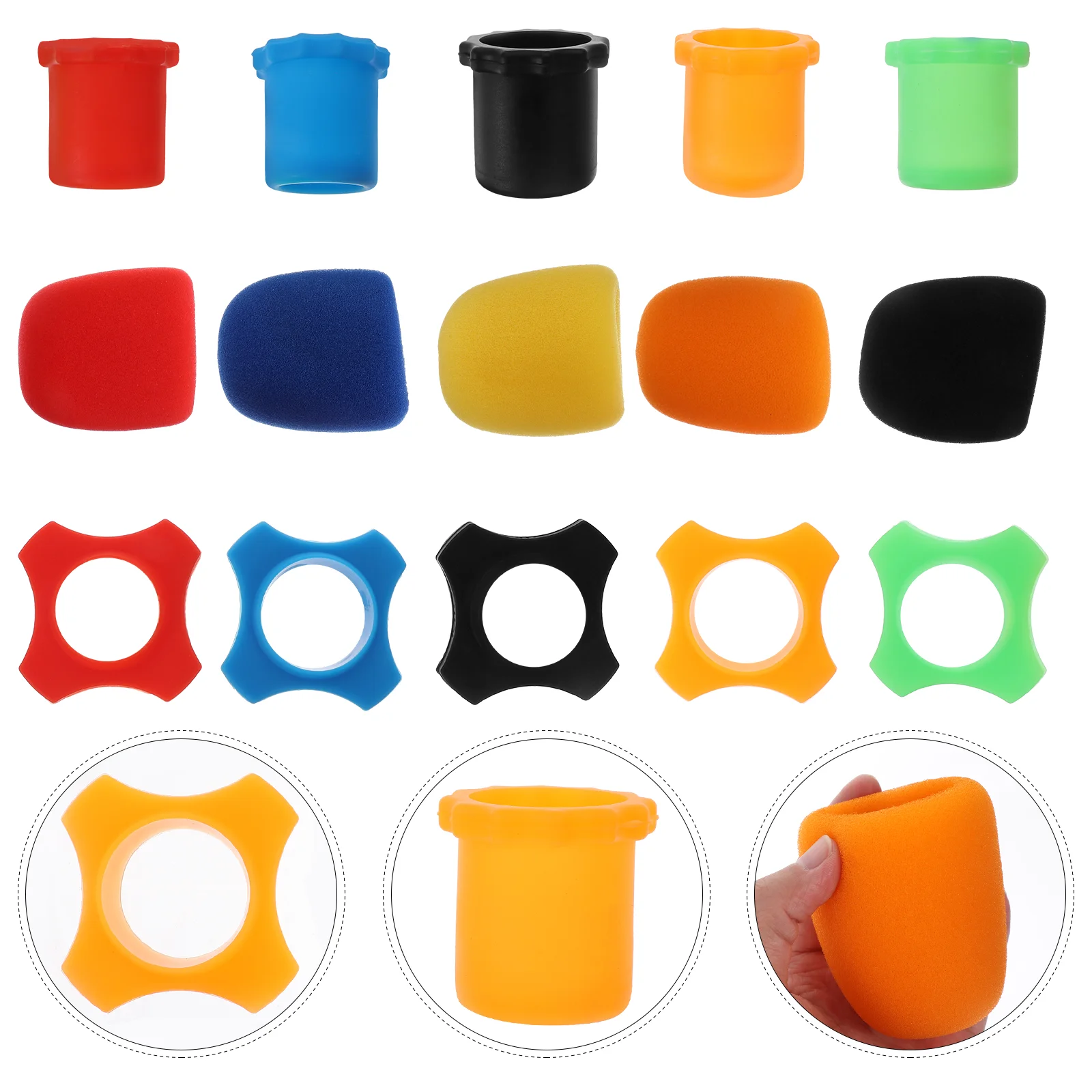 

15pcs Mic Windscreen Durable Prime Premium Sturdy Windscreen Anti-roll Ring for Party KTV