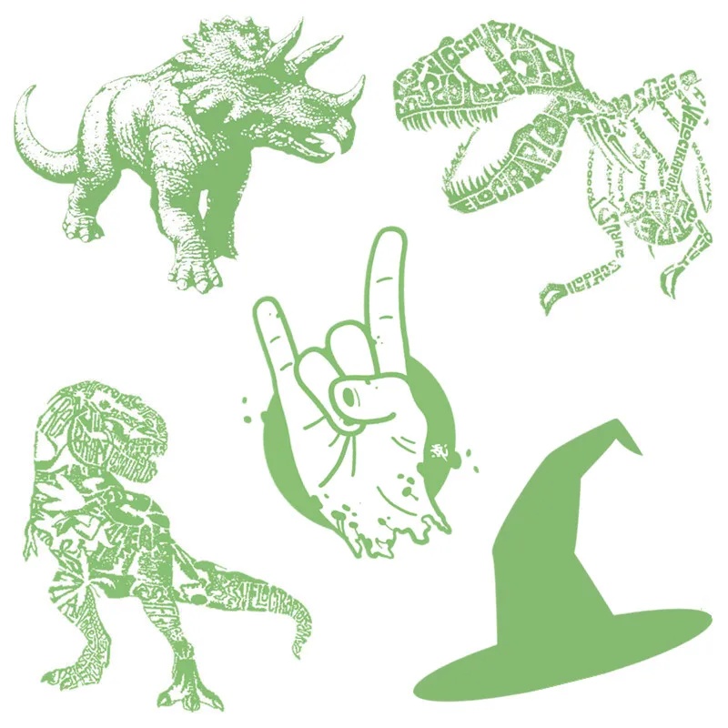 

T shirt Women Men Clothing PVC Stickers Dinosaur Animal Heat Transfer Printing Home Ironing DIY Deal with it Glow In the Dark