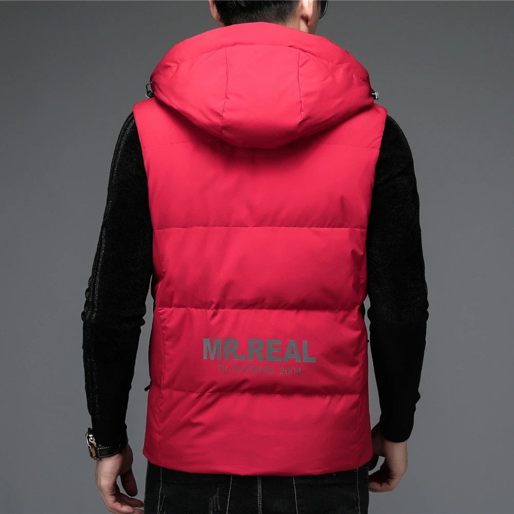 COODRONY Brand 90% White Duck Down Vest Men Clothing Autumn Winter Solid Color Sleeveless Jacket Hooded Coats Warm Parkas Z8157