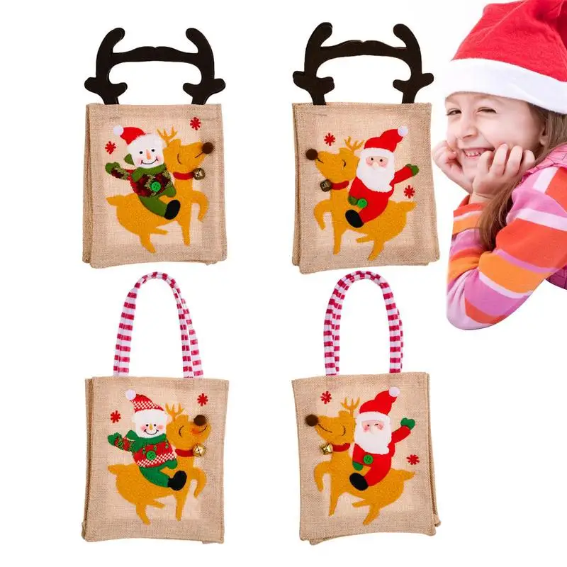 

Christmas Treat Bags Christmas Eve Bag Striped Tote Bags Cartoon Gift Bags Christmas Decoration Gift Bag With Handle For Birthda
