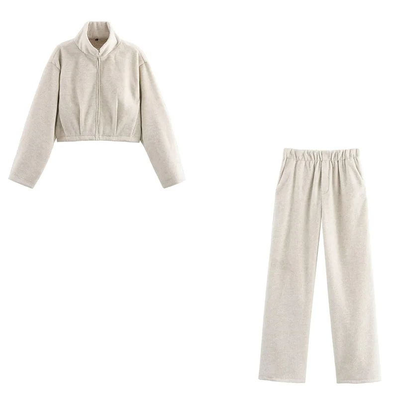 Женская куртка на молнии из 2 предметов свободный топ с высокой талией прямые