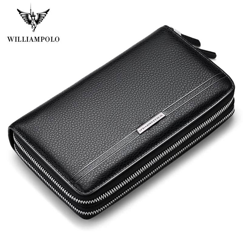 

WILLIAMPOLO Luxury Brand Men Clutch Bag Large Capacity Men Wallets Cell Phone Pocket High Quality Multifunction Wallet For Men