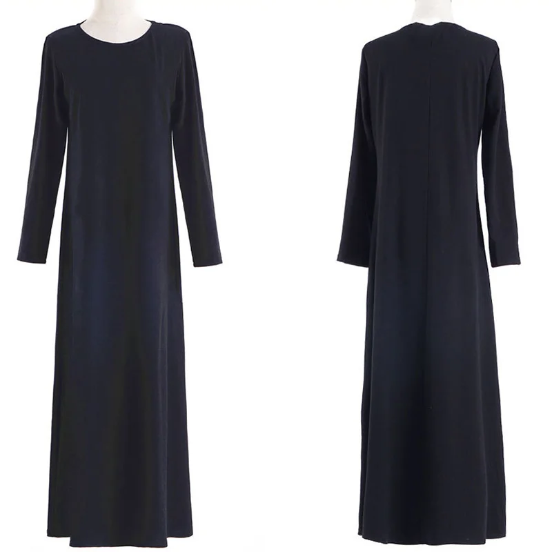 New multi-color inner Muslim women's dress skin-friendly and comfortable long-sleeved bottoming long T-shirt skirt French dress