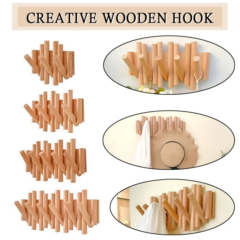

Деревянный крючок в скандинавском стиле, Современная Минималистичная креативная настенная вешалка для пальто, дверная вешалка, складная вешалка для пальто «сделай сам» для детской одежды