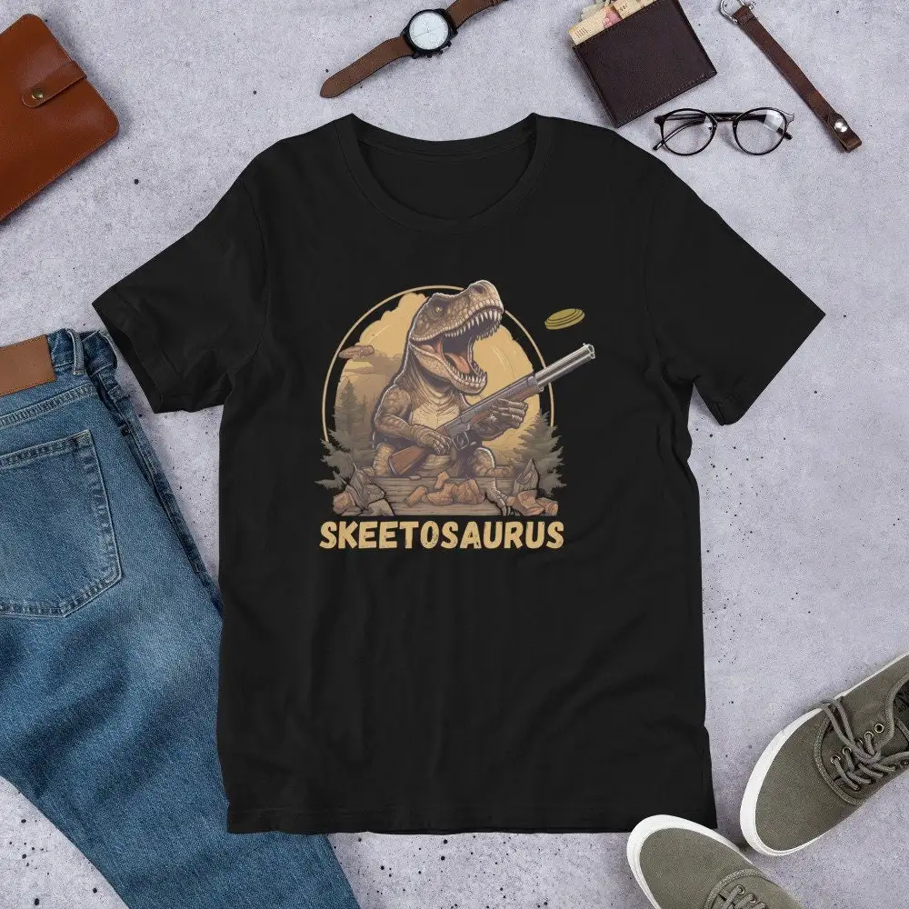 Забавная мужская футболка сkeetosaurus Shooting Skeetosaurus