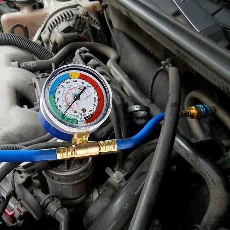

Car Air Conditioner Refrigerant Refill Kit With Pressure Gauge And Hose Automotive AC Filling Tool With Gauge & Retractable Hose