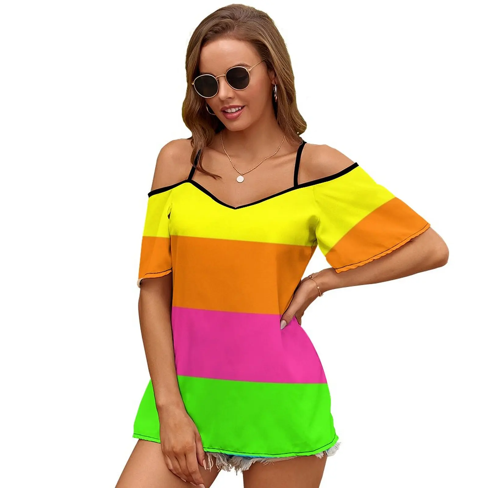 Простая однотонная неоновая флуоресцентная радужная полоса 5 цветов сексуальная