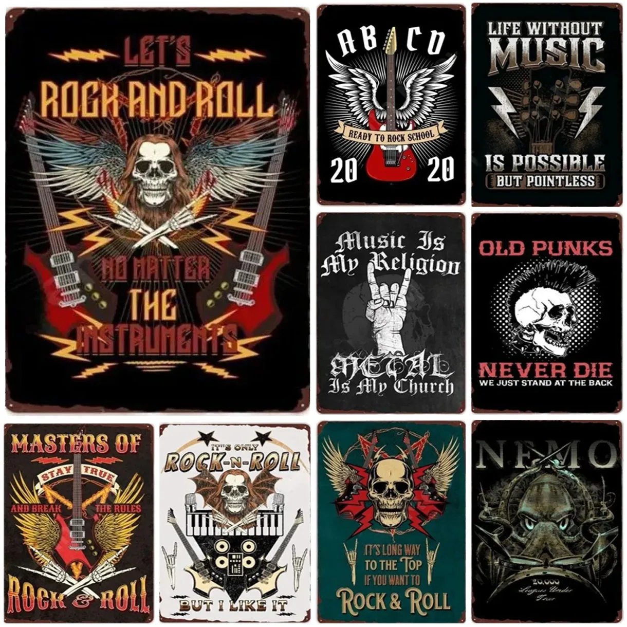 Винтажная Металлическая Жестяная Вывеска В Стиле Рок-н-ролл Украшение На Стену