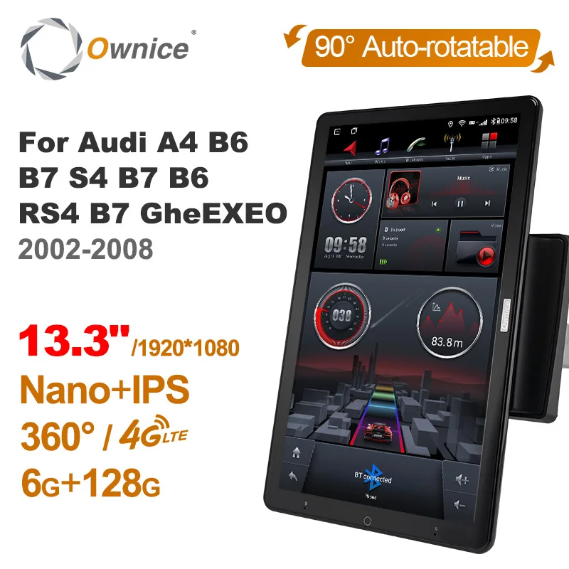 

13.3Inch Ownice 1Din Android 10.0 Car Radio 360 for Audi A4 B6 B7 S4 B7 B6 RS4 B7 EXEO 2002-2008 Auto Audio SPDIF 4G LTE NO DVD