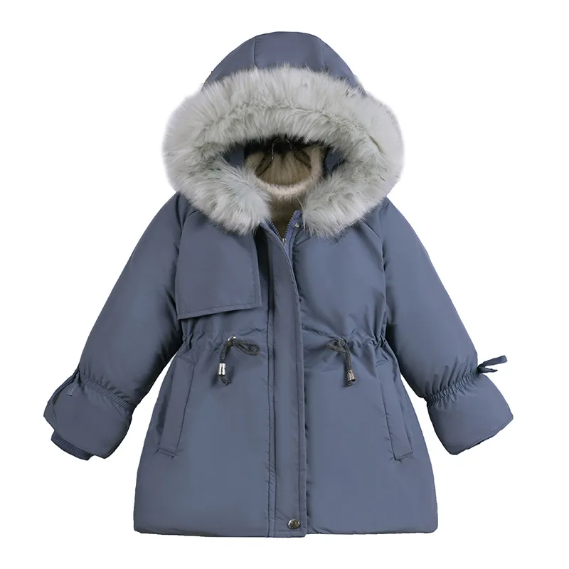 

KEAIYOUHUO 2022 New Long Sleeve Baby Girls Coats Warm Kids Winter Clothing Zipper Thickened Fur Collar Down Jacket 3-6 Years