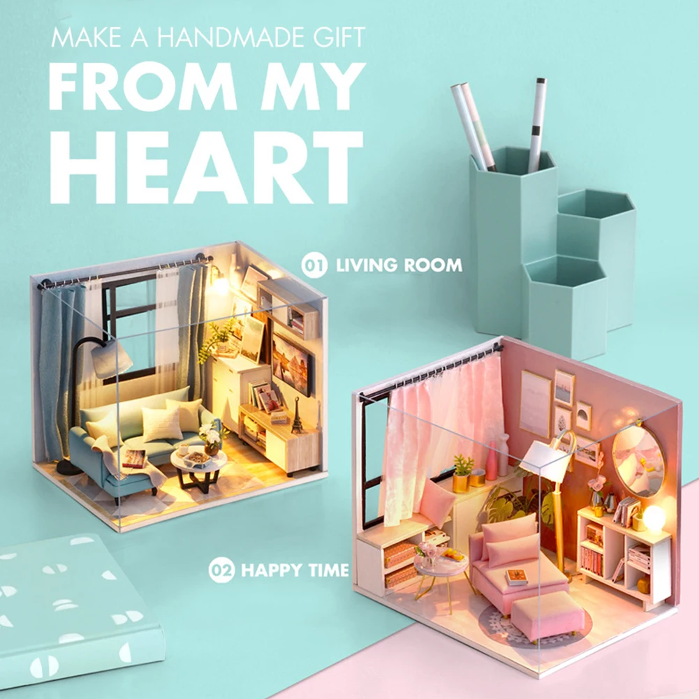 

Сборный деревянный домик ручной работы, миниатюрный кукольный домик «сделай сам», игрушки ручной работы, игрушки ручной работы, счастливый ...