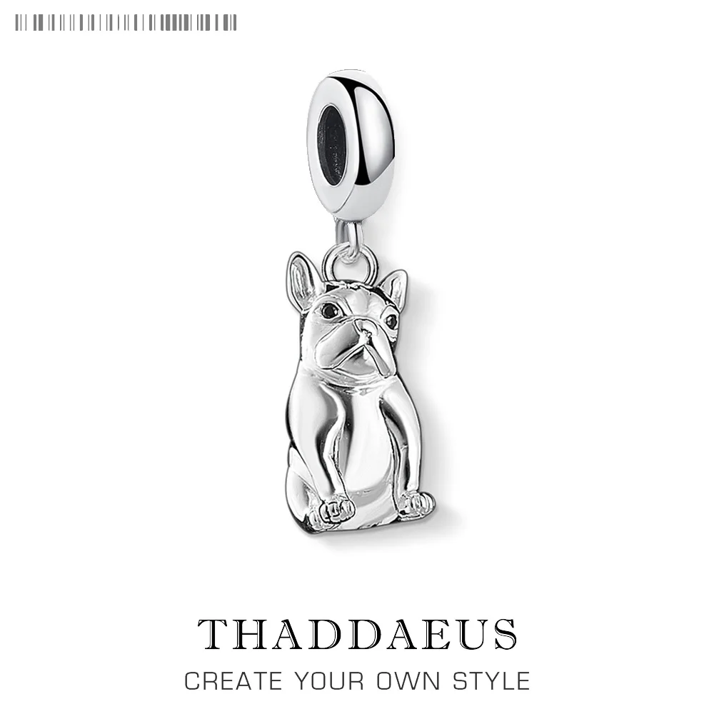 

New French Bulldog Pendant Cute Puppy Dog 925 Sterling Silver Charm Animal Jewelry For Women Men Fit Bracelet Accessories