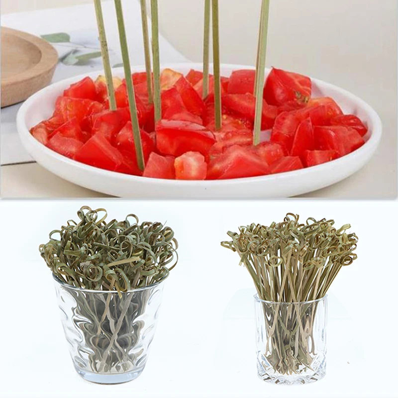 

100pcs Bamboo Knot Skewers Cocktail Picks for Cocktail Party Snacks Sandwiches Buffet Cupcake Toppers Wedding