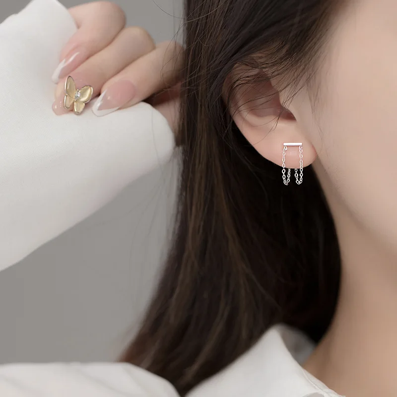 

Women's Korean-Style Elegant Back-Mounted Simple Sweet Cross Chain Earrings