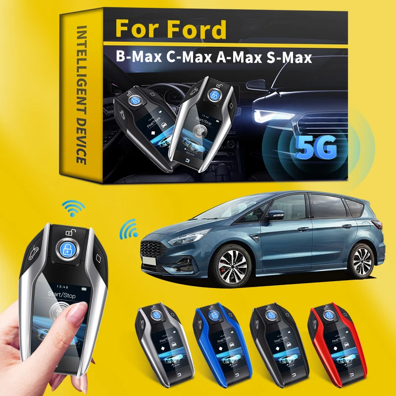 

For Ford C Max MK1 MK2 Cmax Bmax Smax B S Max Accessorie Modified Smart Key Keyless Entry Remote Car Key with LCD Display Screen