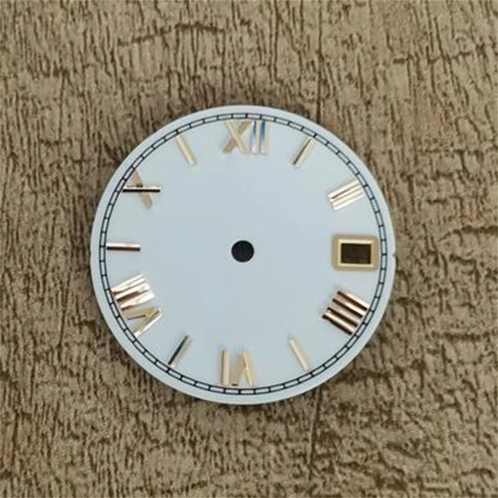 Enamel Material Watch Faces 28.5mm Watch Dial Roman Scale Dial Watch Accessories for NH35/NH36/4R/7S Movement