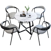 lbx table and chair combination imitation marble one table four chairs leisure milk tea shop sales beauty small round table