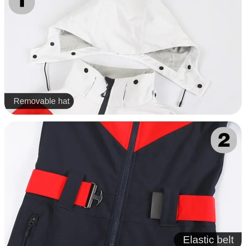 2025 женский лыжный костюм зимняя цельная одежда Лыжный ветрозащитный комплект с