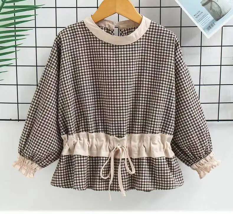 Рубашки для маленьких девочек Новое поступление весенние клетчатые рубашки в