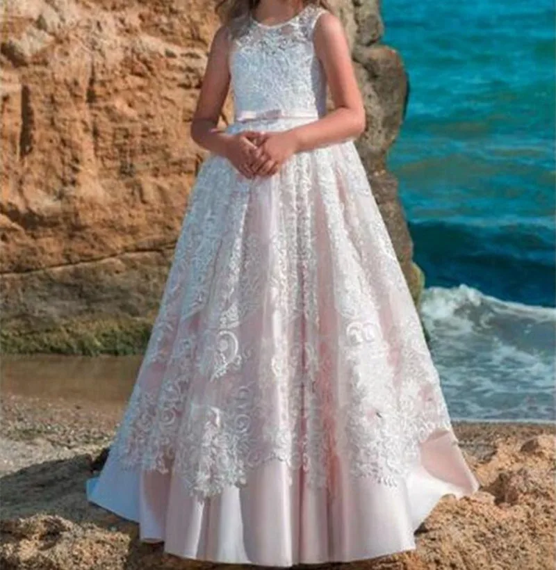 

Light Champagne Flower Girl's Pageant Dress Princess Tulle Party Ball Gown Cupcake Prom For Young Short Girl Pretty Dress