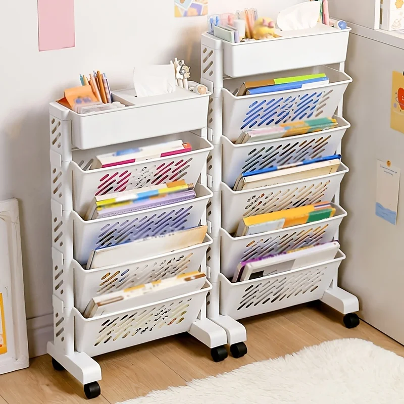 

Bookshelf Bookshelf Basket Rack Removable Desk Table Storage Classroom Side With Storage Table Storage Side Rack Wheels Book