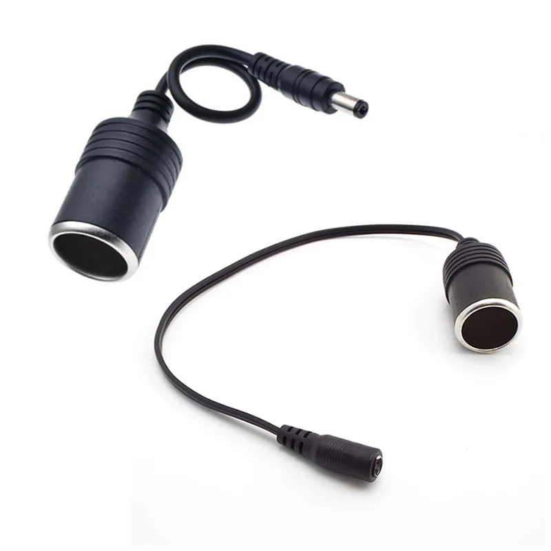 

DC 12V Female Car Cigarette Lighter Socket Splitter Female Male Plug Connector Charger Cable Adapter 5.5x2.1mm 5A Amper