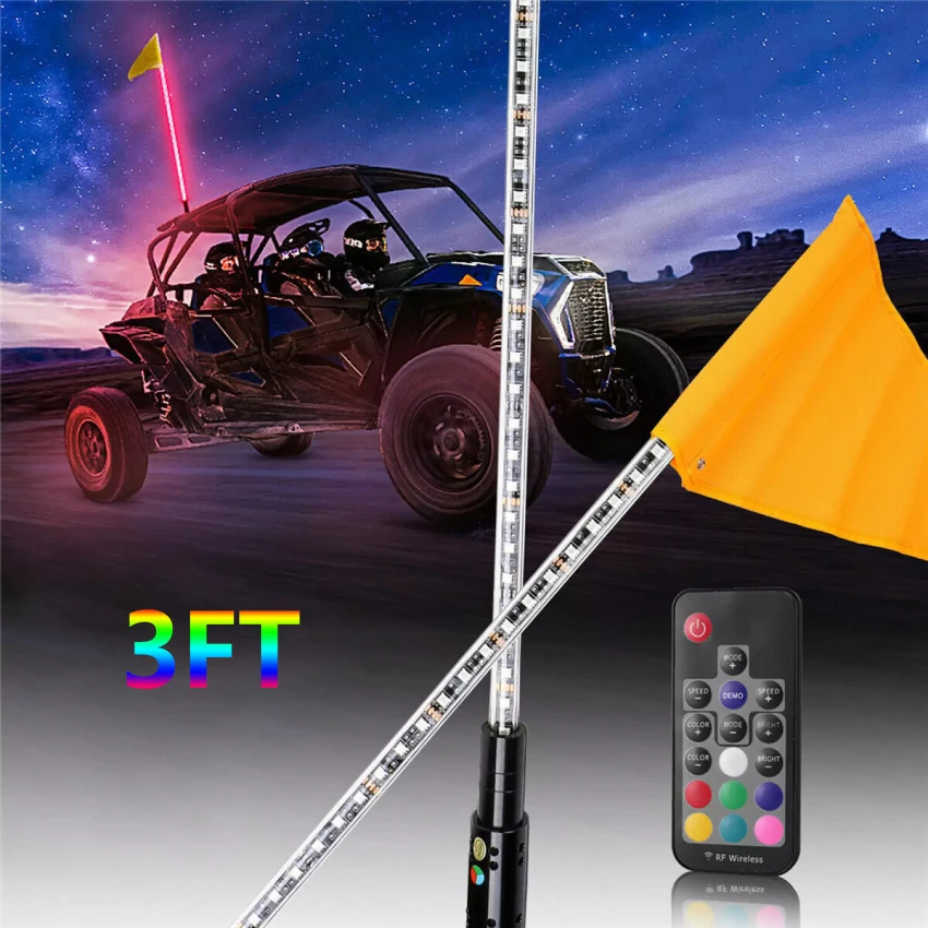 

Трехфутовый яркий RGB флейт для антенны, флейт для ATV/UTV/Polaris RZR/багги