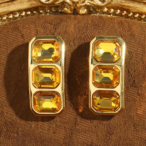 LOVE GREEN LIVE GREEN Серьги-гвоздики хрустальные золотые