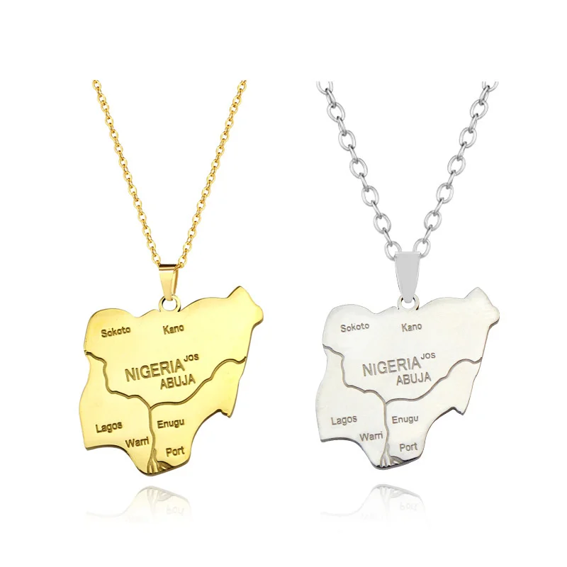 

Europe And The United States Stainless Steel Nigeria Map Pendant Necklace As A Gift For Friends